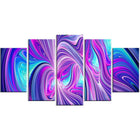 Designart Purple and Blue Wonder 5-Panel Contemporary Canvas Art Print, (PT3070-373)-Print