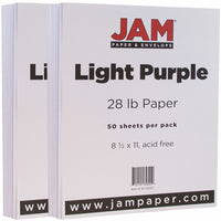 JAM Paper Matte Paper - 8.5" x 11" - 28 lb. Light Purple - 50 Sheets/Pack-Colour: Light Purple | Make your work stand out with premium Coloured paper.