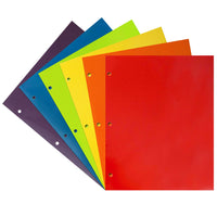 JAM Paper Laminated Glossy 2 Pocket 3 Hole Punch School Presentation Folders, Assorted Colours, 6 Pack-Assorted Glossy Cardstock Folders
