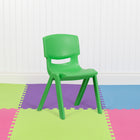 Flash Furniture - Chaise d'école empilable en plastique vert avec hauteur de siège de 15,5 po-Coquille en plastique polypropylène vert