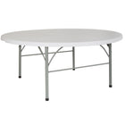 Flash Furniture 72" Round Bi-Fold Granite Plastic Banquet & Event Folding Table with Carrying Handle - White-Ready To Use Commercial Table