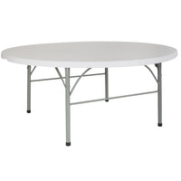 Flash Furniture 72" Round Bi-Fold Granite Plastic Banquet & Event Folding Table with Carrying Handle - White-Ready To Use Commercial Table