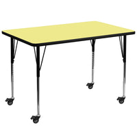 Flash Furniture Mobile 36"W x 72"L Rectangular Thermal Laminate Activity Table - Yellow-Popular Rectangular Activity Table
