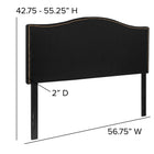 Flash Furniture - Tête de lit Lexington double rembourrée avec garniture pour clous décoratifs en tissu noir-Garniture tête de clou en laiton