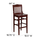 Flash Furniture HERCULES Series School House Back Mahogany Wood Restaurant Barstool-Footrest