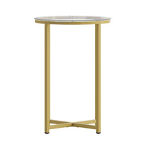 Flash Furniture - Table basse en verre de la collection Greenwich avec cadre doré mat-Style contemporain