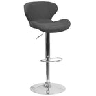 Flash Furniture Contemporary Charcoal Fabric Adjustable Height Barstool with Curved Back & Chrome Base-Mid-Back Design