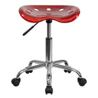 Flash Furniture Vibrant Wine Tractor Seat & Chrome Stool - Red-Tractor Style Stool
