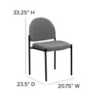 Flash Furniture Comfort Stackable Steel Side Reception Chair - Grey Fabric-Steel Tubular Steel Frame