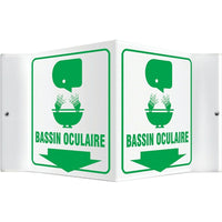 Accuform Signs - Enseigne Projection « Bassin Oculaire », 6po x 8-1/2po, Plastique, Français Avec Pictogramme-Type d'affichage Boulonné