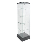 Can-Bramar Econoline Frameless Glass Display Case Tower with Four Shelves - 20" D x 20" W x 72" H-Sturdy 6 mm Tempered glass