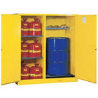 Justrite Sure-Grip EX Double-Duty Safety Cabinets, 2 Doors, Manual with drum rollers, 59" x 34" x 65", 700Lb-Combines vertical drum and safety storage into one partitioned cabinet