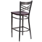 Flash Furniture HERCULES Series Clear Coated "X" Back Metal Restaurant Barstool - Mahogany Wood Seat-Mahogany Finished Wood Seat