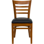 Flash Furniture HERCULES Series Ladder Back Cherry Wood Restaurant Chair - Black Vinyl Seat - 2 Pack-Set of 2 Wood Dining Chairs