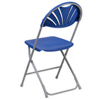 Flash Furniture - Chaise pliante en plastique bleu de la série HERCULES à dossier Fan avec capacité de poids de 650 lb-Siège et dossier en plastique bleu