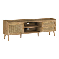 Monarch Specialties 2723 Tv Stand - 72"L/Walnut With Storage-This durable 72 inch transitional style tv stand, in a light walnut laminate finish with adjustable solid wood legs, is the perfect console to support your large screen tv in the living room or bedroom