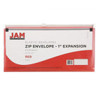 JAM Paper #10 Plastic Envelopes with Zip Closure, 5 x 10, Red Poly, 12 Pack (921Z1RE)-Opening: Booklet