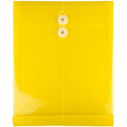 JAM Paper Plastic Envelopes with Button and String Tie - Open End - 9.75" x 11.75" - Yellow - 12 Pack -Colour: Yellow