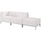 Flash Furniture HERCULES Imagination Series Melrose LeatherSoft 3 Piece Chair & Ottoman Set - White-Add on pieces as your business grows