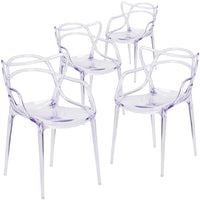 Flash Furniture Nesting Series Stacking Side Chair - Transparent-Set of 4 Stackable Accent Chairs