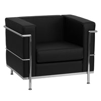Flash Furniture HERCULES Regal Series Contemporary Black Leather Chair with Encasing Frame-Contemporary Style