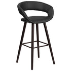 Flash Furniture Brynn Series 29" High Contemporary Cappuccino Wood Barstool - Black Vinyl - 2 Pack-Footrest