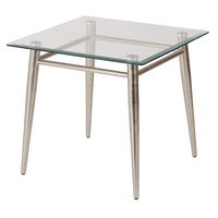 Avenue Six – Table d'extrémité carrée Brooklyn en verre-Surface en verre, pattes en nickel brossé