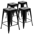 Flash Furniture Tabouret De Bar 24" - Empilable-Noir - Paquet De 4 (4ET3132024BKR)-Prêt à l'emploi - Aucun assemblage requis