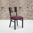 Flash Furniture HERCULES Series Black Slat Back Metal Restaurant Chair - Walnut Wood Back & Burgundy Vinyl Seat - 2 Pack-Welded Joint Assembly