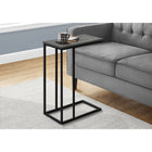 Monarch Specialties 3765 Accent Table - 25"H/Grey Stone-Look/Black Metal-With a trendy smooth grey stone-look surface, this C shape side table slips easily under your sofa, chair or bed and sits slightly off the ground to prevent damage to your floor