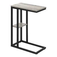 Monarch Specialties 3671 Accent Table - 25"H/Grey/Black Metal-C-shaped accent table with a base that can be slid underneath sofas for convenience