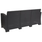 Flash Furniture Dark Gray Faux Rattan Sofa with All-Weather Light Gray Cushions-Dense Foam Cushions