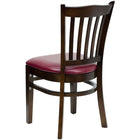 Flash Furniture HERCULES Series Vertical Slat Back Walnut Wood Restaurant Chair - Burgundy Vinyl Seat-Burgundy Vinyl Upholstered Seat