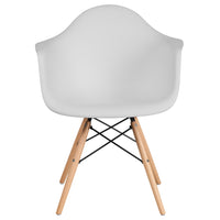 Flash Furniture Alonza Series Plastic Chair with Wooden Legs - White-Accent Side Chair