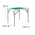 Flash Furniture 34.5" Square Granite Folding Game Table with Green Playing Surface - White-Protective Floor Caps