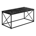 Monarch Specialties 3783 Coffee Table - 40"L/Black Marble/Black Metal-Contemporary coffee table with an elegant black marble-look table top