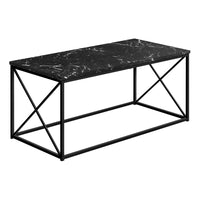 Monarch Specialties 3783 Coffee Table - 40"L/Black Marble/Black Metal-Contemporary coffee table with an elegant black marble-look table top