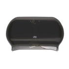 Tork Twin Jumbo Bath Tissue Roll Dispenser with See-Through Window - Smoke Grey-Modern and seamless design - make the right impression