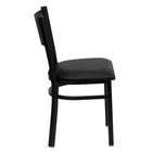 Flash Furniture - Chaise de restaurant de la série HERCULES en métal à dossier grille noir - siège en vinyle noir-Siège rembourré en vinyle noir