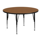 Flash Furniture – Table ronde d’activités de 48 po en stratifié thermofusionné et pattes préscolaires à hauteur réglable, chêne-Stratifié fini chêne