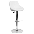 Flash Furniture – Tabouret de bar ajustable à siège baquet en vinyle blanc et à pied chromé (CH82028AWH)-Conception à dossier bas