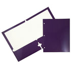 JAM Paper Glossy 2 Pocket 3 Hole Punched Folders, Purple, 50 Pack-Purple Glossy Cardstock Folders