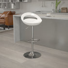Flash Furniture Contemporary Plastic Adjustable Height Barstool with Rounded Cutout Back & Chrome Base - White-Seat Adjusts from Counter to Bar Height