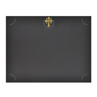 St. James Presentation Holders/Cards with Gold Foil Crucifix, 80lb Black Linen, 25 Pack-Create tangible memories with these premium certificate holders