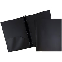 JAM Paper Plastic 2 Pocket School POP Folders with Metal Prongs Fastener Clasps, Black, 6 Pack-Folders