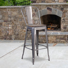 Flash Furniture 30" High Clear Coated Barstool with Back & Wood Seat-Seat Size: 14"W x 14"D