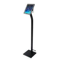 Futech IPS002FB Floor Standing iPad Stand - 10"W x 47"H X5"D - Black-The iPad Stand features a metal frame construction with an aluminum case housing. The stand is a great way to set your iPad in place for digital promotions and advertisements.
