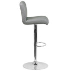 Flash Furniture Contemporary Grey Vinyl Adjustable Height Barstool with Rolled Seat & Chrome Base-Grey Vinyl Upholstery
