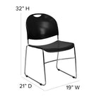 Flash Furniture – Chaise empilable HERCULES haute densité ultra compacte avec structure en chrome et capacité de 880 lb, noir-Matériel polypropylène avec résistance à la décoloration