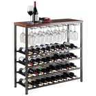 Winsome Michelle Wine Rack with Glass Hanger, Antique Bronze Finish, (87438)-Overall Dimensions: 38.03"W x 14.02"D x 36.42"H